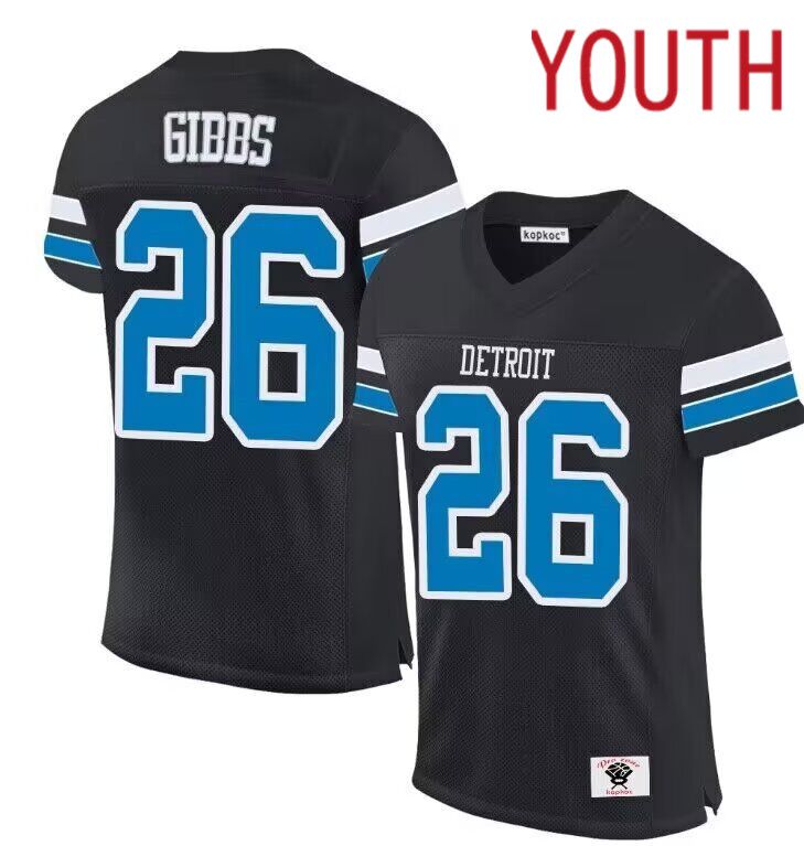 Youth  Detroit Lions #26 Gibbs black 2024 Nike Limited NFL throwback Jersey->youth nfl jersey->Youth Jersey